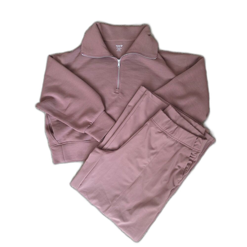 Old Navy Bounce Fleece Half-Zip Pullover & Wide Leg Sweatpants (L Petite)